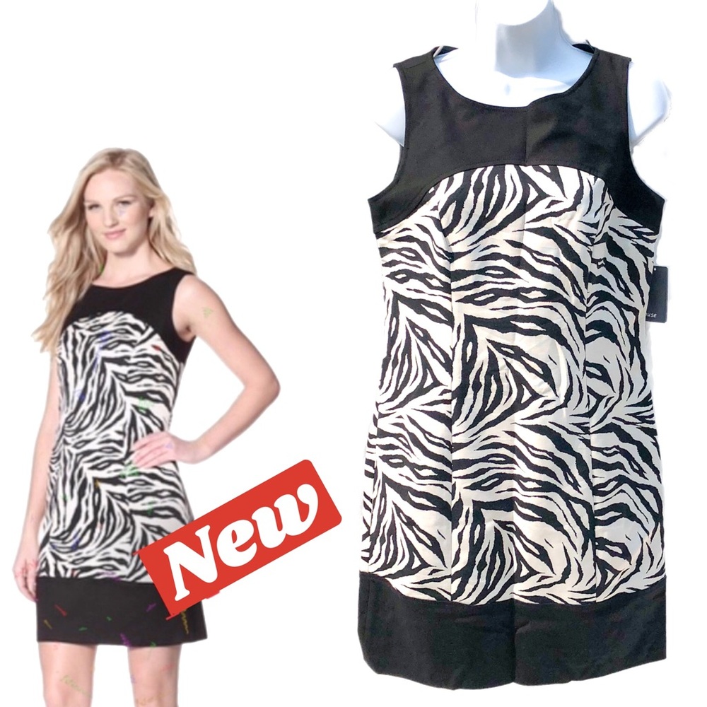🆕 muse dress animal print dress Black and cream size 8